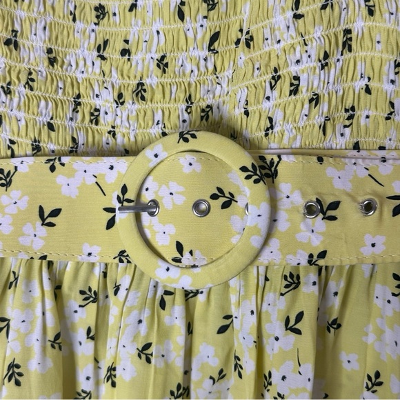 For Love & Lemons Chrysanthemum Mini Dress Lemonade Yellow Floral Medium - Picture 10 of 16